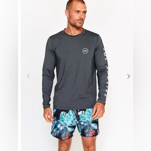 SOL ANGELES - MENS CIRCLE WAVES RASHGUARD - CARBON UPF 50+ Medium